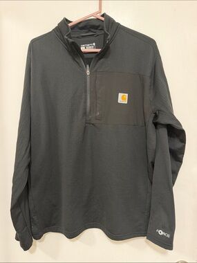 Carhartt Dark Charcoal Half-Zip Work Pullover with Chest Pocket